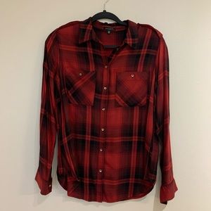 Dynamite Plaid Red Soft Long Sleeve Top